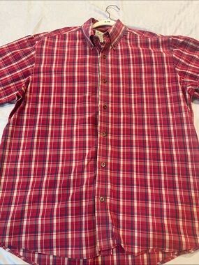 Cabela's Red and White Plaid Button-Down Shirt